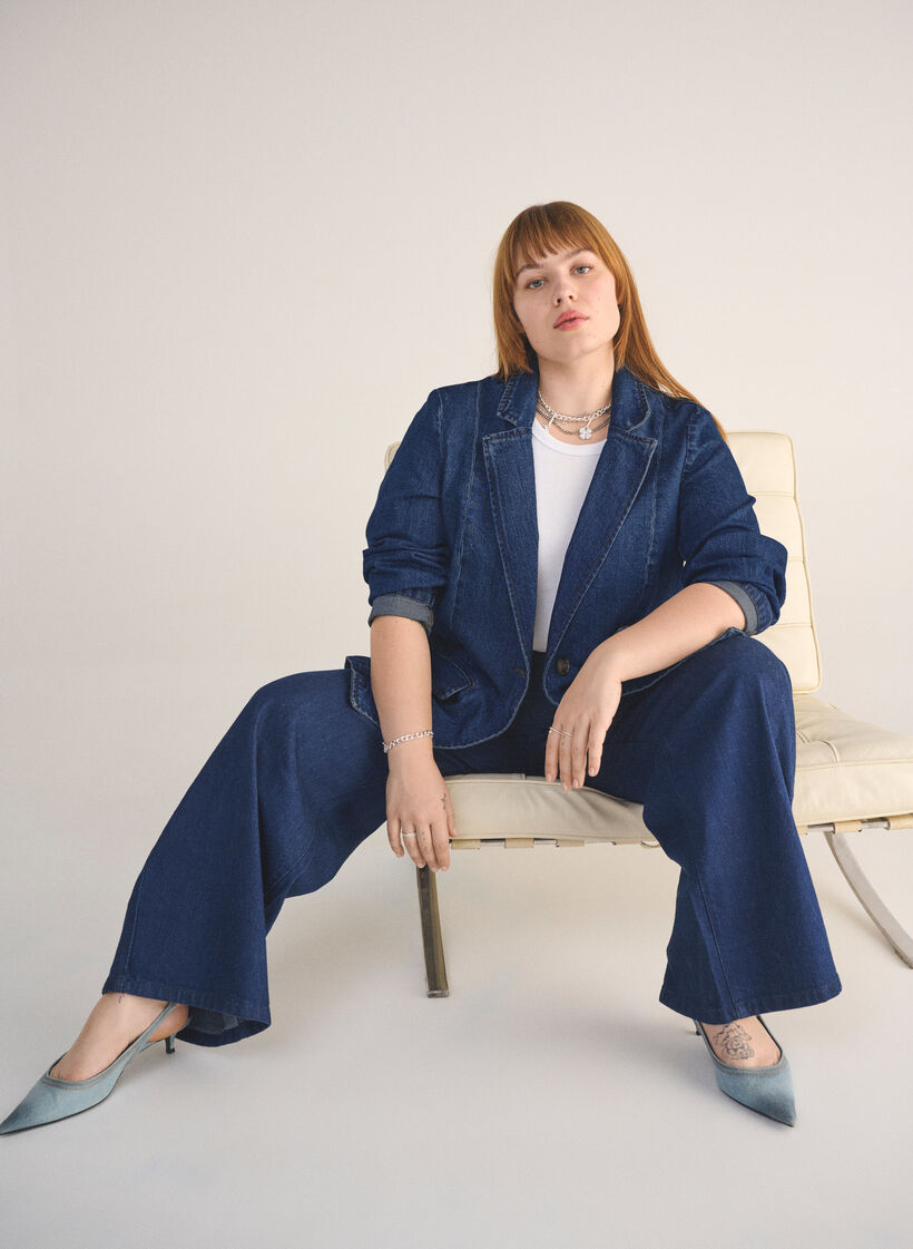 Denim blazer with pockets, Blue, Image image number 0