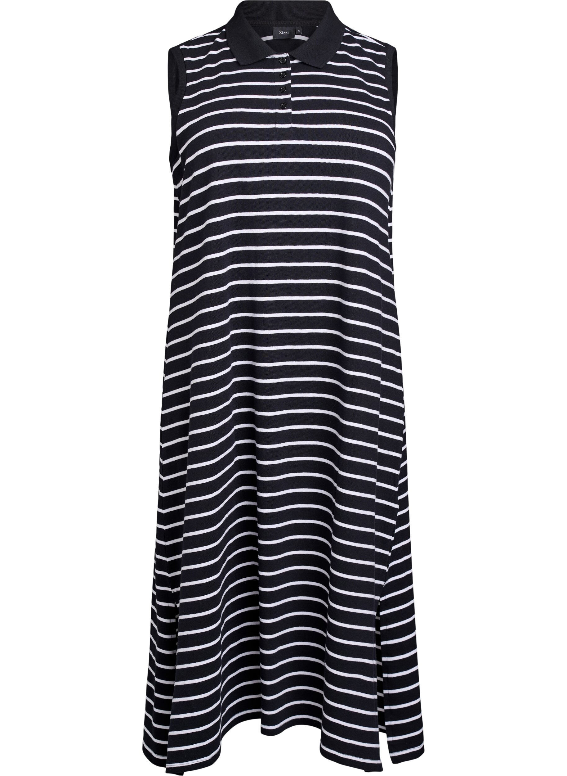 Zizzifashion Sleeveless polo dress in midi length, Black, Packshot image number 0