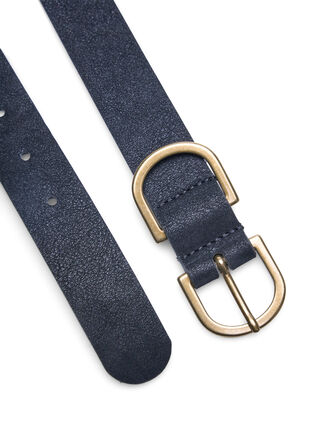 Belt with gold buckle in leather mix, Black, Packshot image number 2