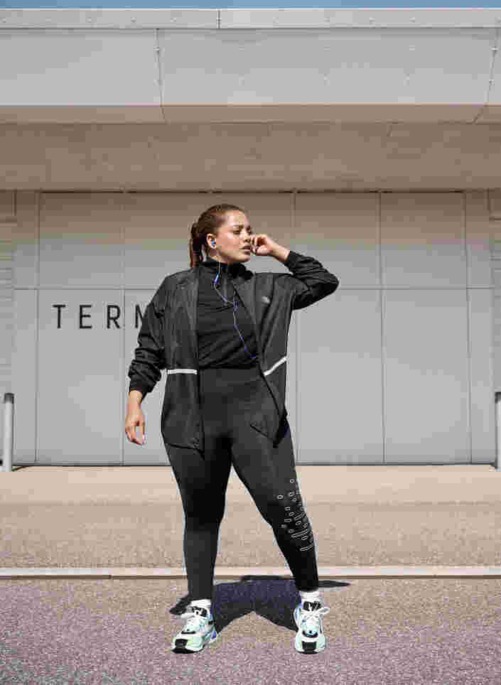 Cropped reflective gym leggings, Black Reflex, Image image number 0