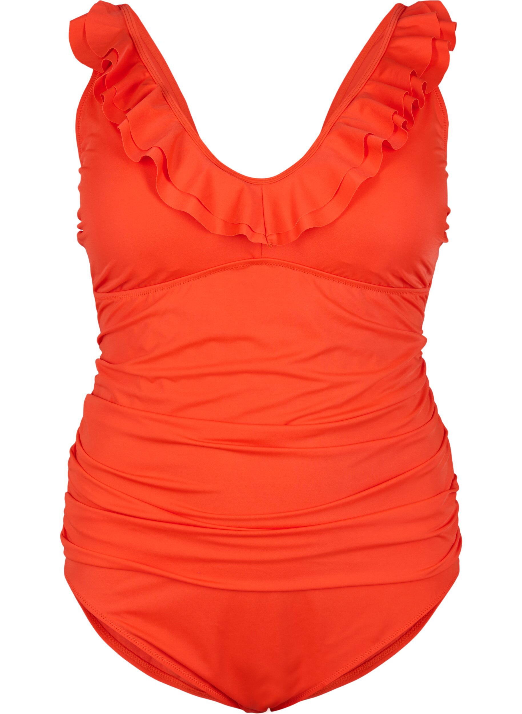 Zizzifashion Swimsuit with ruffles and removable inserts, Orange, Packshot image number 0