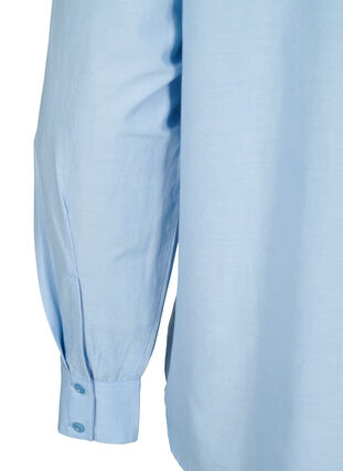 Cotton shirt with broderie anglaise, Chambray Blue, Packshot image number 3