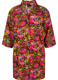 Floral viscose tunic with 3/4 sleeves