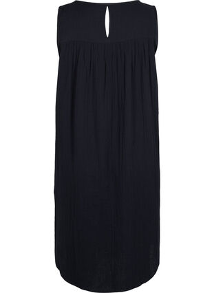 Sleeveless cotton dress in a-shape, Black, Packshot image number 1