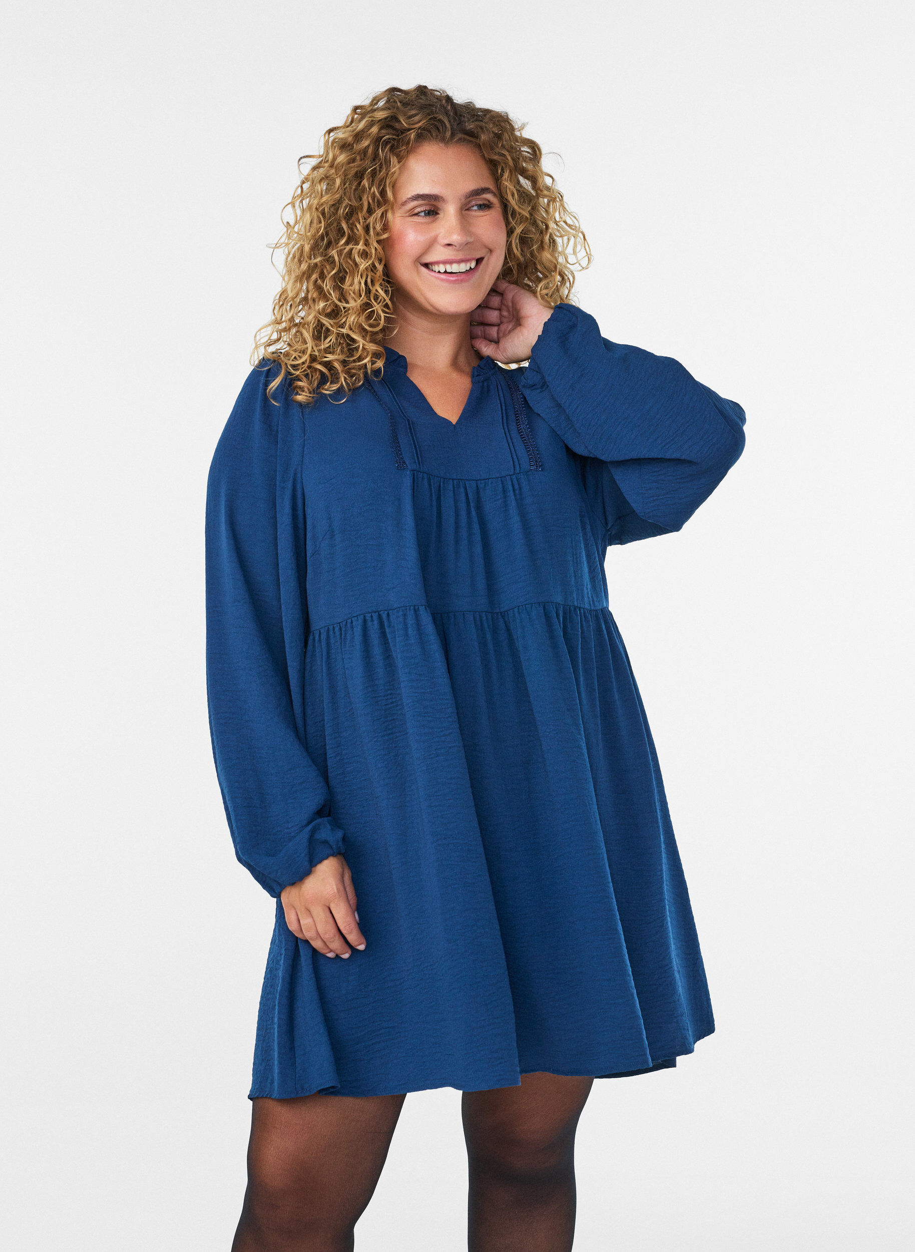 ZizzifashionA-line dress with an empire line, Blue, Model image number 0