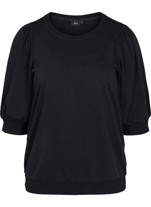Sweatshirt with 3/4 sleeves, Black, Packshot image number 0