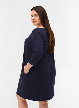 Cotton dress with 3/4 sleeves and pockets, Night Sky, Model image number 1