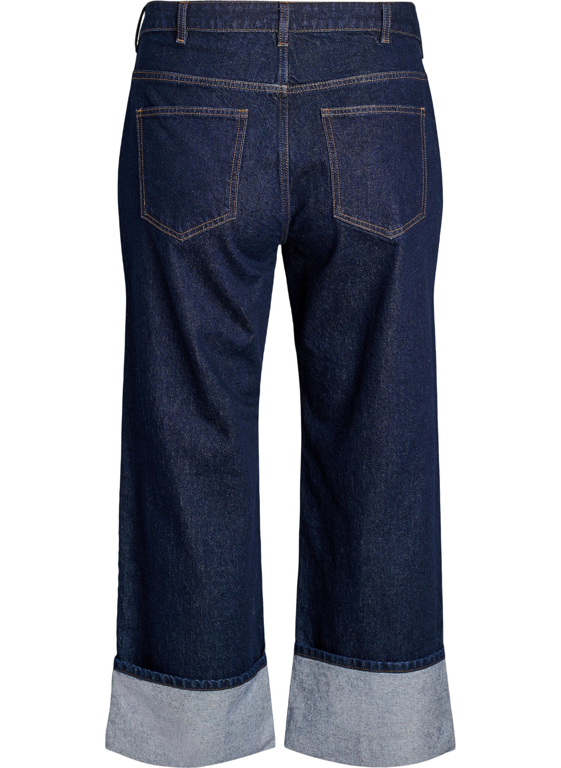 Zizzifashion Straight fit jeans with wide legs and turn-ups, Blue, Packshot image number 1