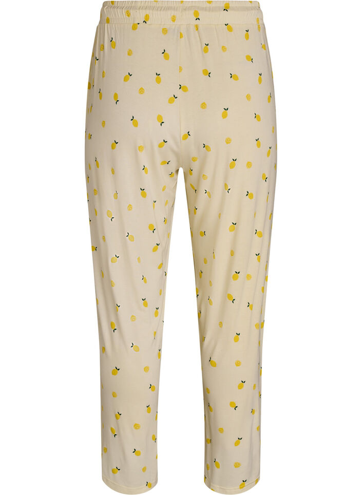 Pyjama trousers in soft jersey with high waist and fruit print, Yellow, Packshot image number 1