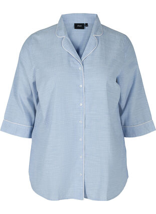 Striped nightshirt in cotton, White/Blue Stripe, Packshot image number 0