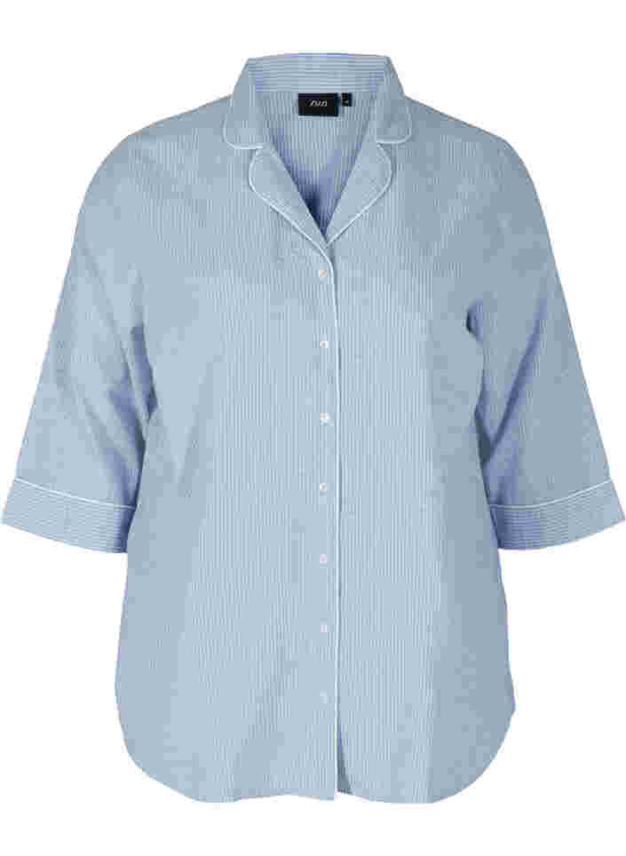Striped nightshirt in cotton, White/Blue Stripe, Packshot image number 0