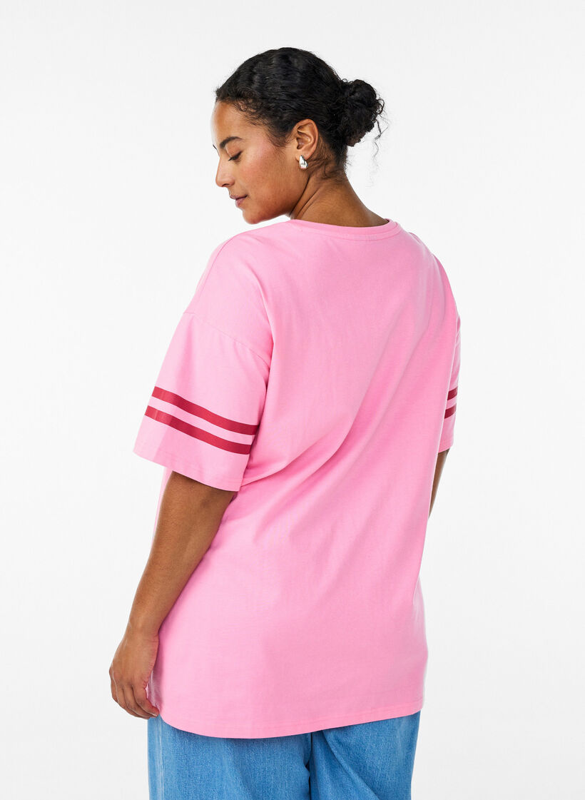 Sporty oversized college T-shirt, Pink, Model image number 2