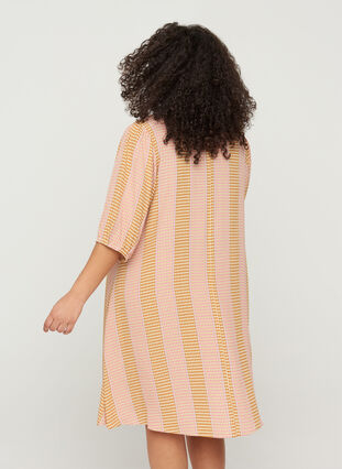 Viscose dress with print and v-neck, Apple Cinnamon AOP, Model image number 1
