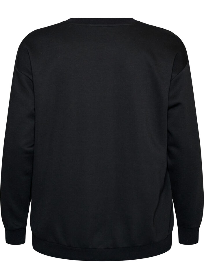 Sweatshirt with embroidered text, Black, Packshot image number 1