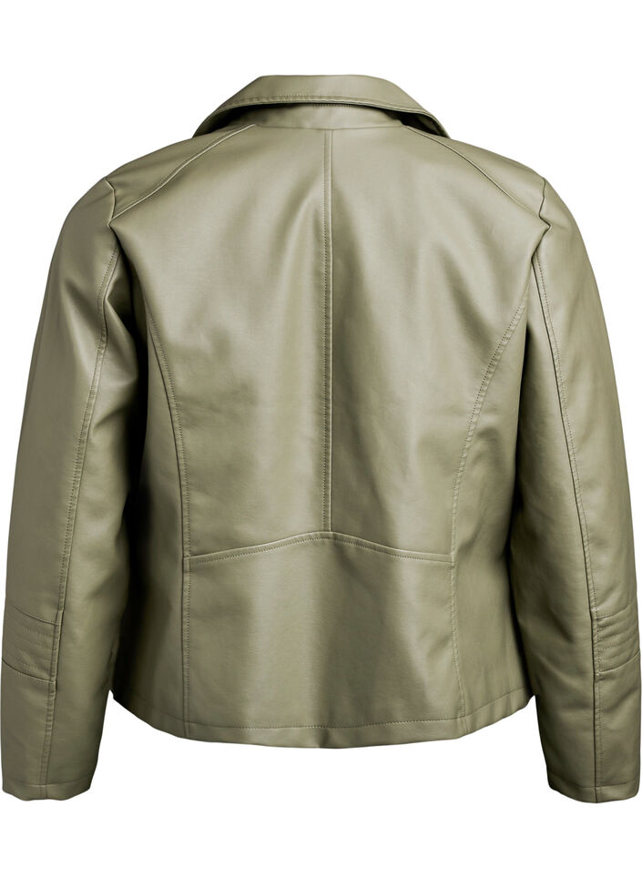 Faux leather biker jacket, Green, Packshot image number 1