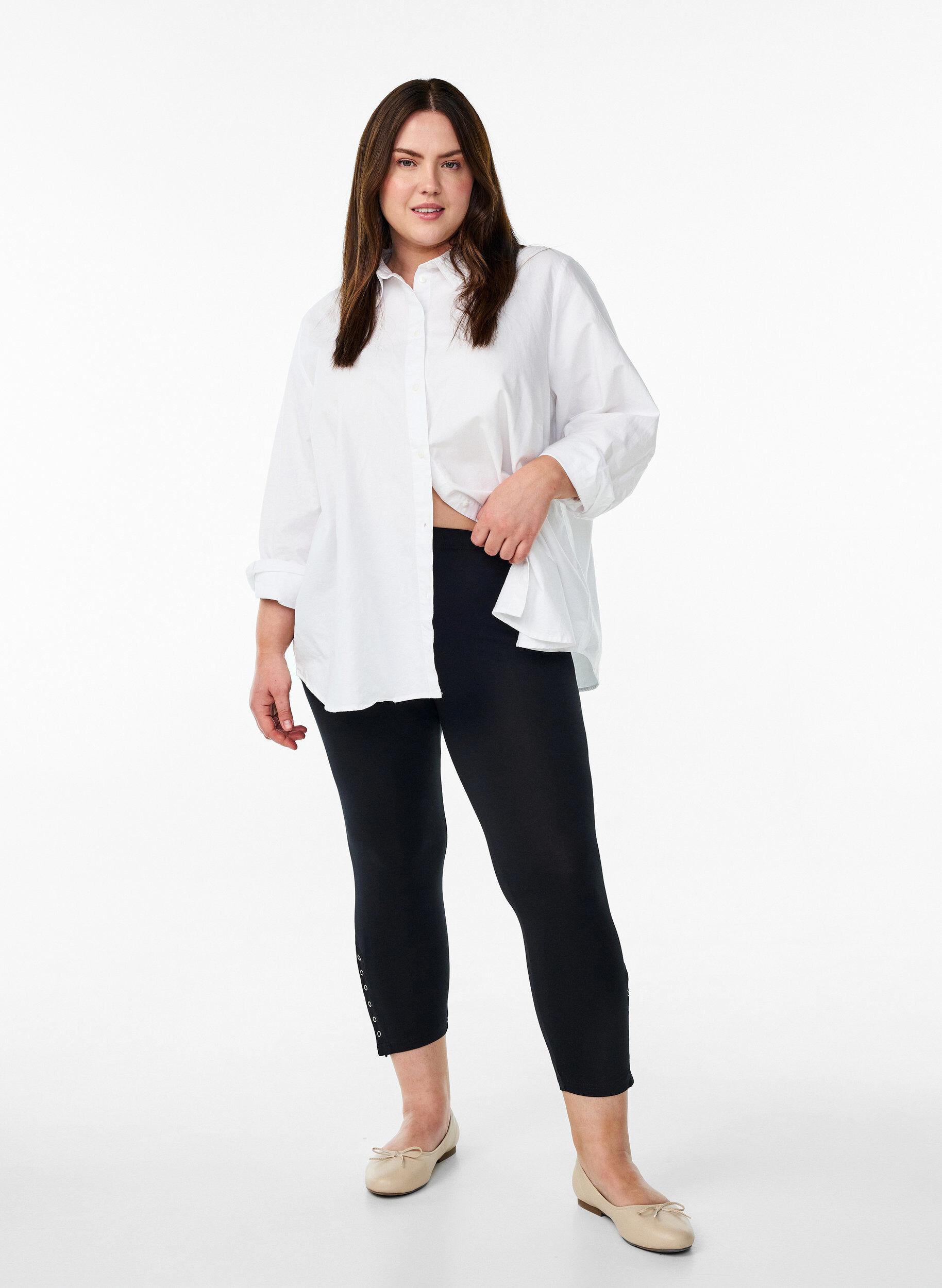 Zizzifashion3/4 leggings with buttons, Black, Model image number 1