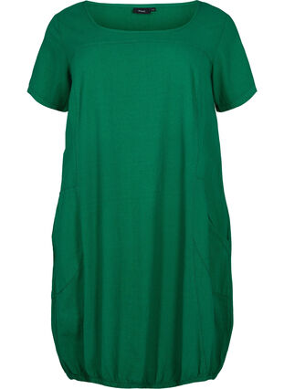 Short sleeve cotton dress, Verdant Green, Packshot image number 0