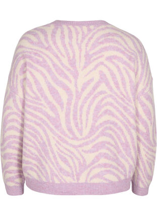 Knitted jumper with print, Lavender  Mel Comb., Packshot image number 1