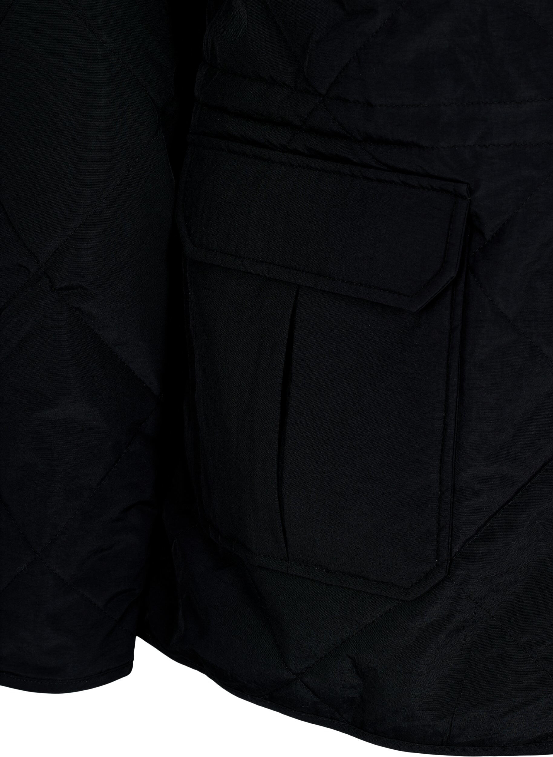 Zizzifashion Quilted jacket with collar and pockets, Black, Packshot image number 3