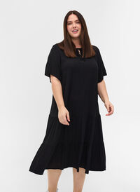 Short sleeve viscose dress, Black, Model