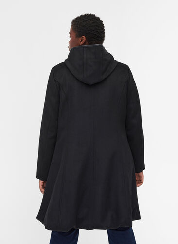 Hooded jacket with wool, Black, Model image number 1
