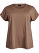 Short sleeve cotton blend T-shirt, Brown, Packshot image number 0