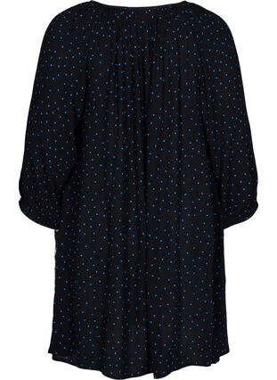 Printed viscose tunic with 3/4-length sleeves , Black w. Blue Dot, Packshot image number 1