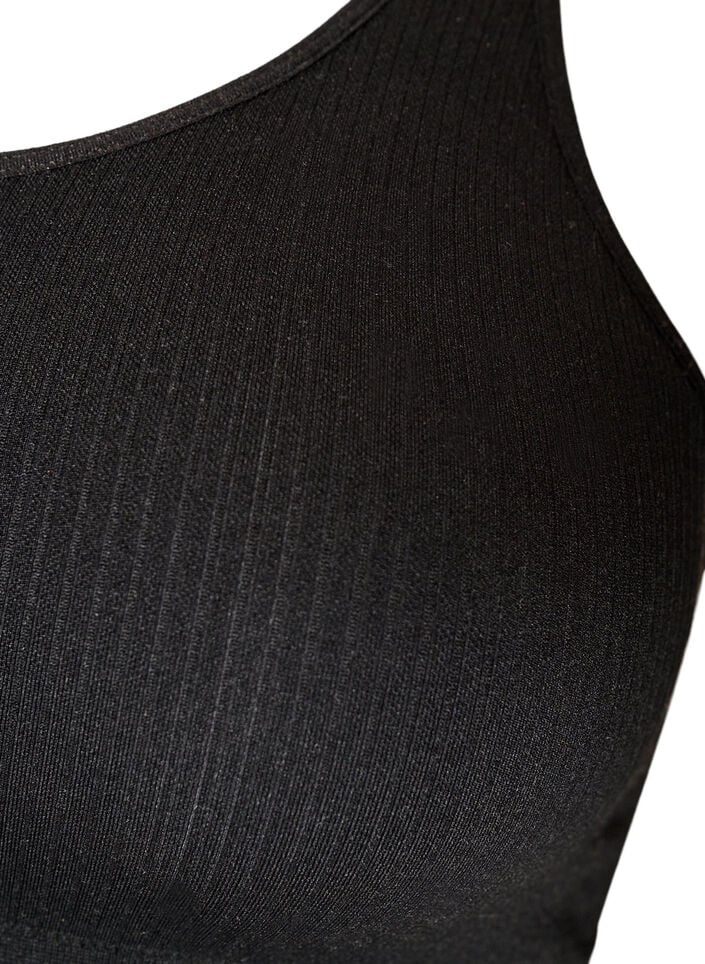 Seamless ribbed sports bra, Black, Packshot image number 3