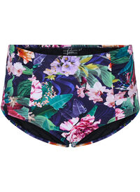 High-waisted bikini bottoms with floral print