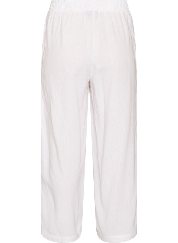 Wide-leg linen and viscose trousers, White, Packshot image number 1