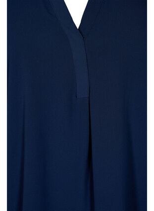 Short-sleeved v-neck blouse, Navy Blazer, Packshot image number 2