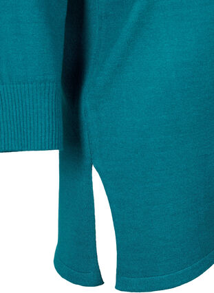 Knitted cardigan with vent and rib, Deep Lake Mel. , Packshot image number 3