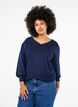 Knitted blouse with shimmer and V-neck, Naval A.w.Blue Lurex, Model image number 0