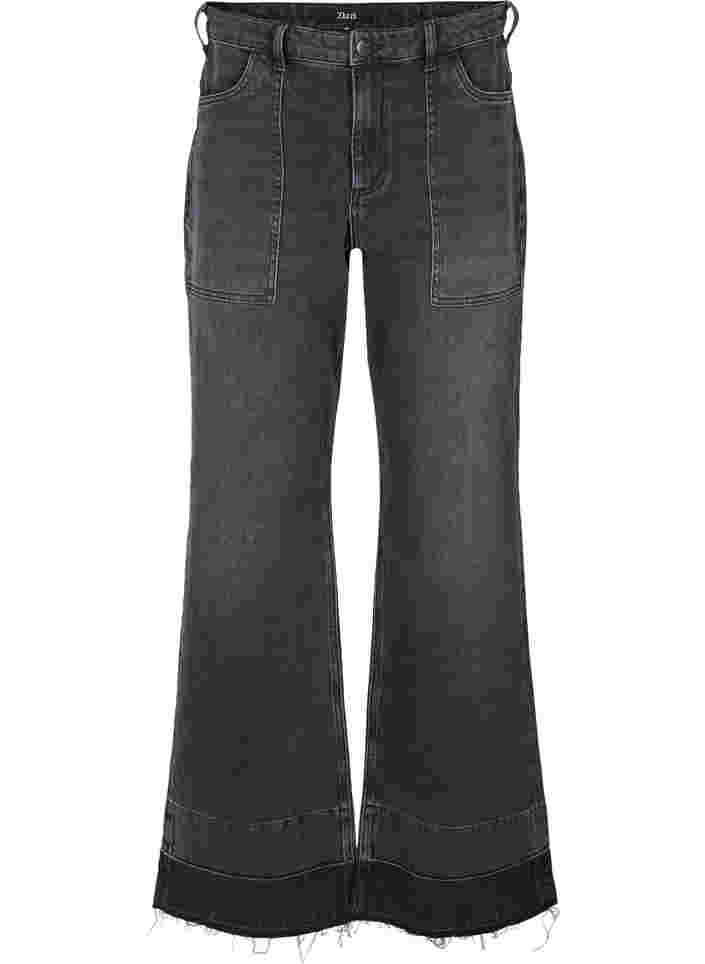 Wide fit high-waisted jeans, Grey Denim, Packshot