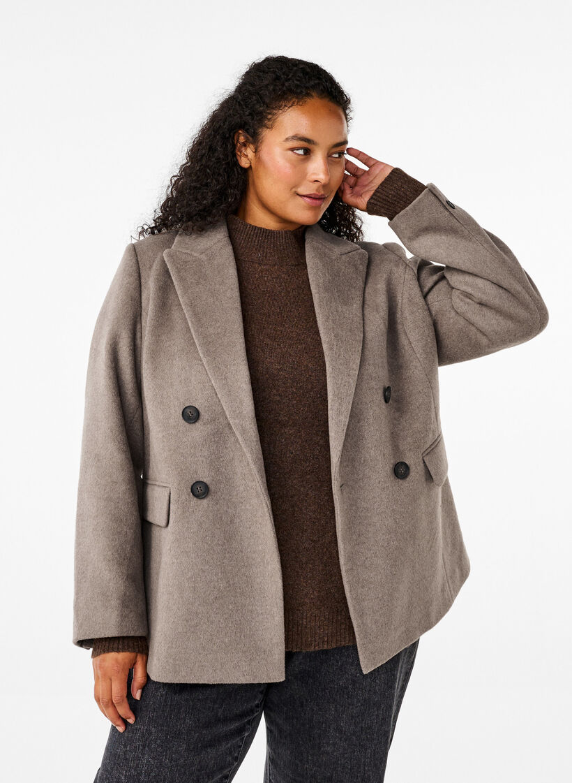 Wool blazer with brushed texture, Grey, Model image number 0