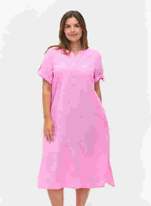Long short-sleeved shirt dress