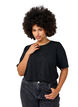 T-shirt with glitter and short puff sleeves, Black, Model image number 0