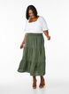 Long cotton muslin skirt with embroidered details, Thyme, Model image number 0