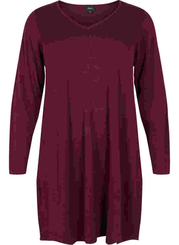 Knitted dress with v-neck in a cotton blend, Port Royal, Packshot image number 0