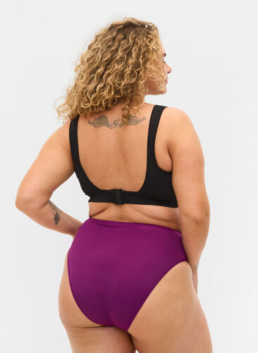 High-waisted bikini bottoms, Dark Purple, Model image number 1