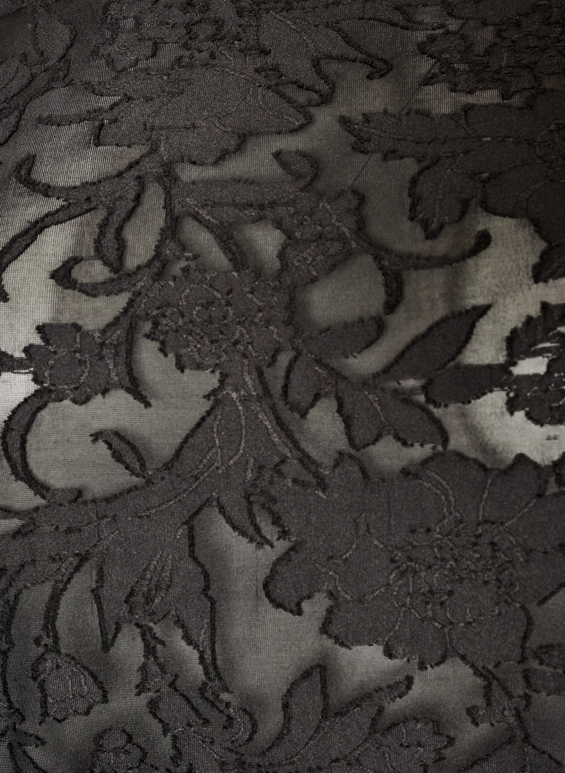 ZizzifashionSheer blouse with floral texture and long sleeves, Black, Packshot image number 2