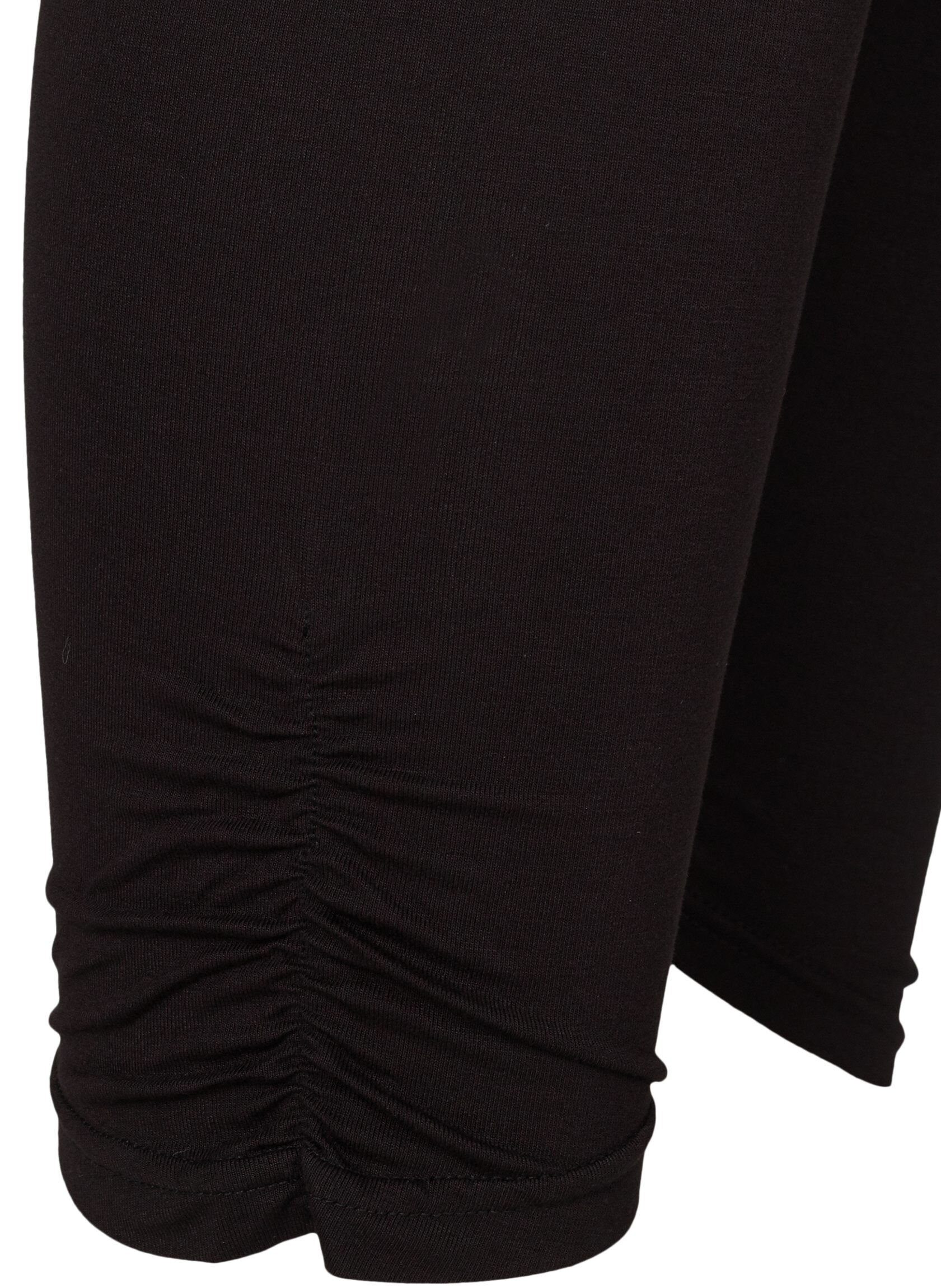 Zizzifashion Basic 3/4 leggings with wrinkle detail, Black, Packshot image number 3