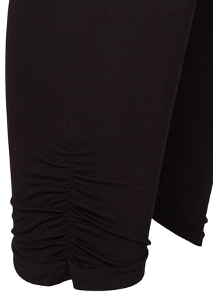 Basic 3/4 leggings with wrinkle detail, Black, Packshot image number 3