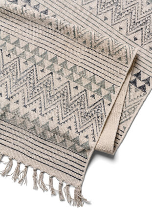 Patterned carpet with fringes, Black/Desert Sage, Packshot image number 1