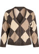Argyle cardigan with rhinestones, Brown, Packshot image number 0
