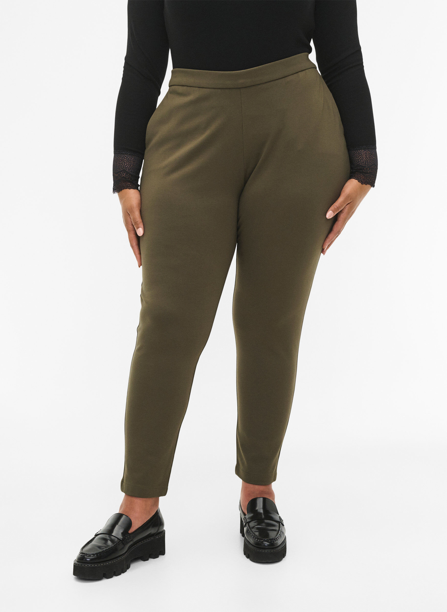 Zizzifashion Cropped trousers with pockets, Green, Model image number 2