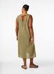 Sleeveless cotton blend dress with linen, Deep Lichen Green, Model image number 1