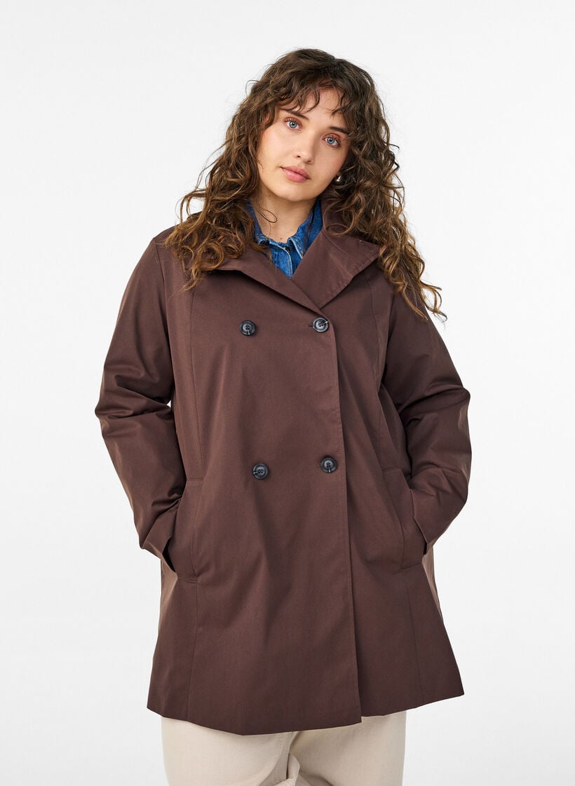 Water-repellent spring jacket with an A-line cut, Brown, Model image number 0