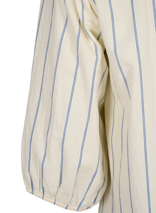 3/4 sleeve cotton Blouse with stripes, Eggnog Stripe, Packshot image number 3