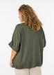Viscose blouse with crochet trim and buttons, Green, Model image number 2